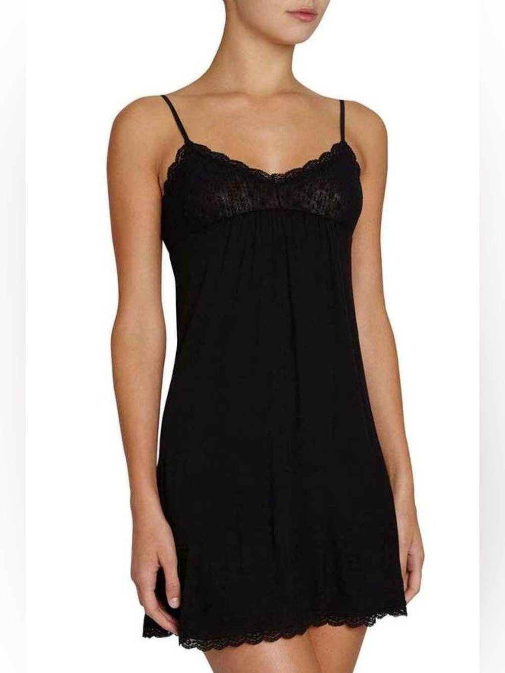 eberjey DELIRIOUS BARELY THERE CHEMISE Short Nightie - BLACK Size Small